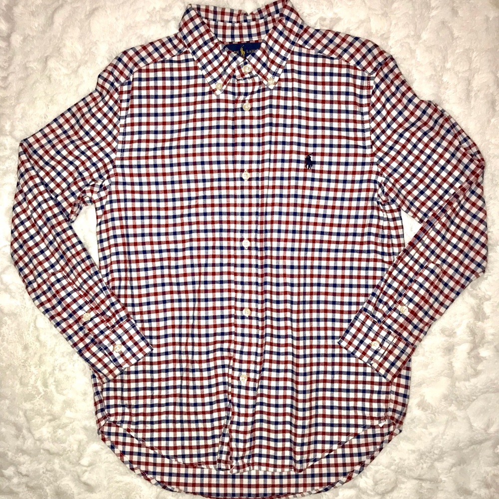 Boys Plaid Polo Oxford Button Up